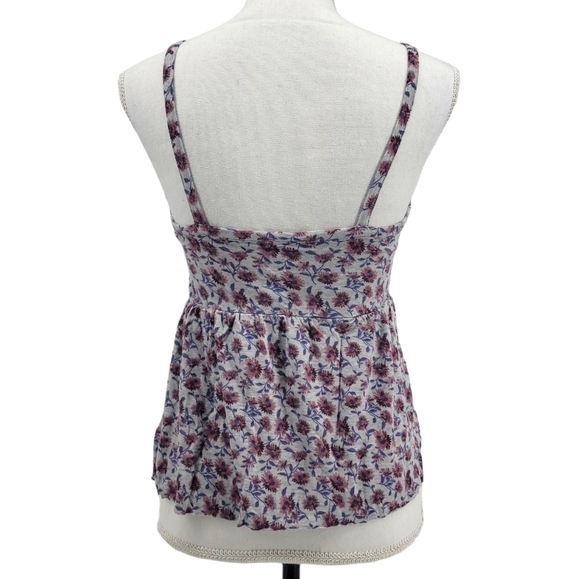 American Eagle Soft & Sexy Gray and Purple Floral Top Size S - Picture 3 of 10